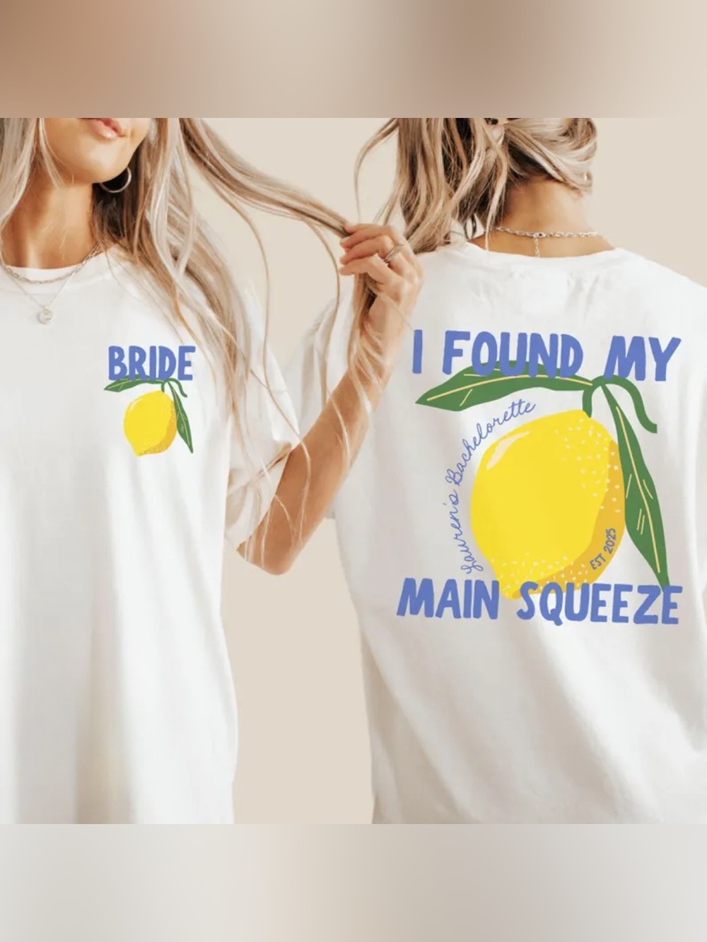 White 'Bride' Lemon Graphic Short Sleeve Tee